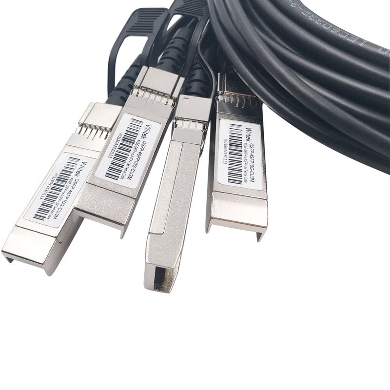 Wiitek 3 Meters QSFP+ to 4 SFP+ DAC Breakout Cable, QSFP-4SFP10G-CU3M, 40G QSFP+ Direct Attach Copper Cable, 30AWG Black, for Cisco, Ubiquiti, D-Link, Juniper, Huawei, Mellanox, Mikrotik, Extreme - Image 2